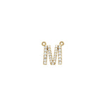 Diamond Accented Block Initial Necklace Center in 14K Gold - 14K Yellow Gold