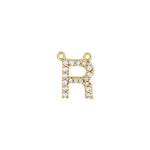 Diamond Accented Block Initial Necklace Center in 14K Gold - 14K Yellow Gold