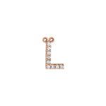 Diamond Accented Block Initial Necklace Center in 14K Gold - 14K Rose Gold