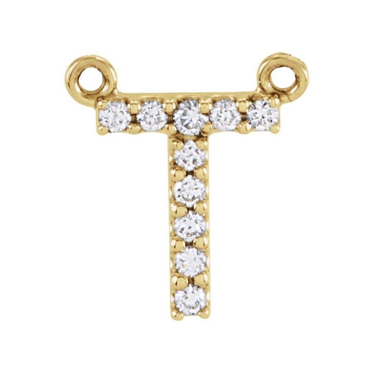 Diamond Accented Block Initial Necklace Center in 14K Gold