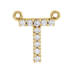 Diamond Accented Block Initial Necklace Center in 14K Gold