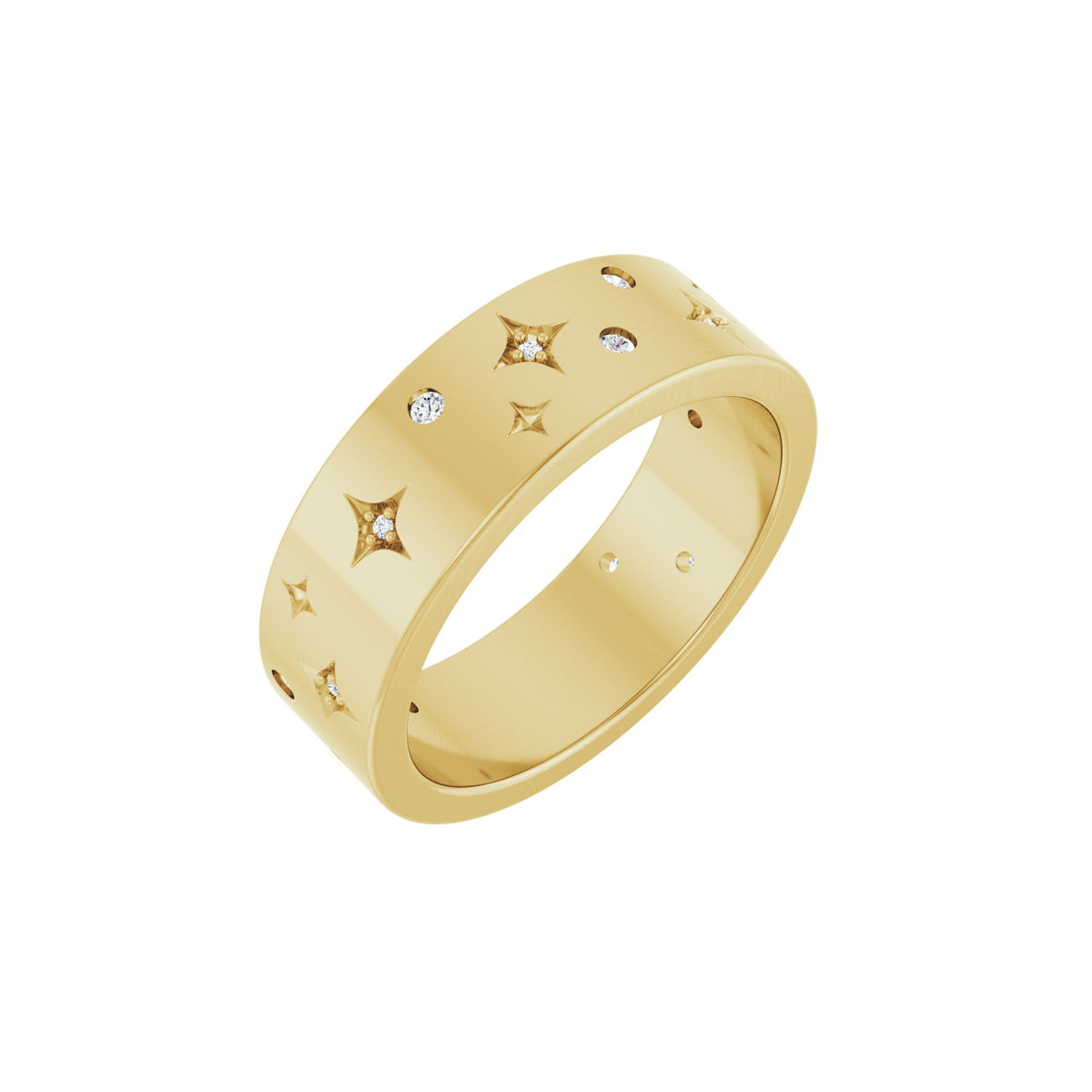 Diamond Accented Celestial Band in 14K Gold - 14K Yellow Gold