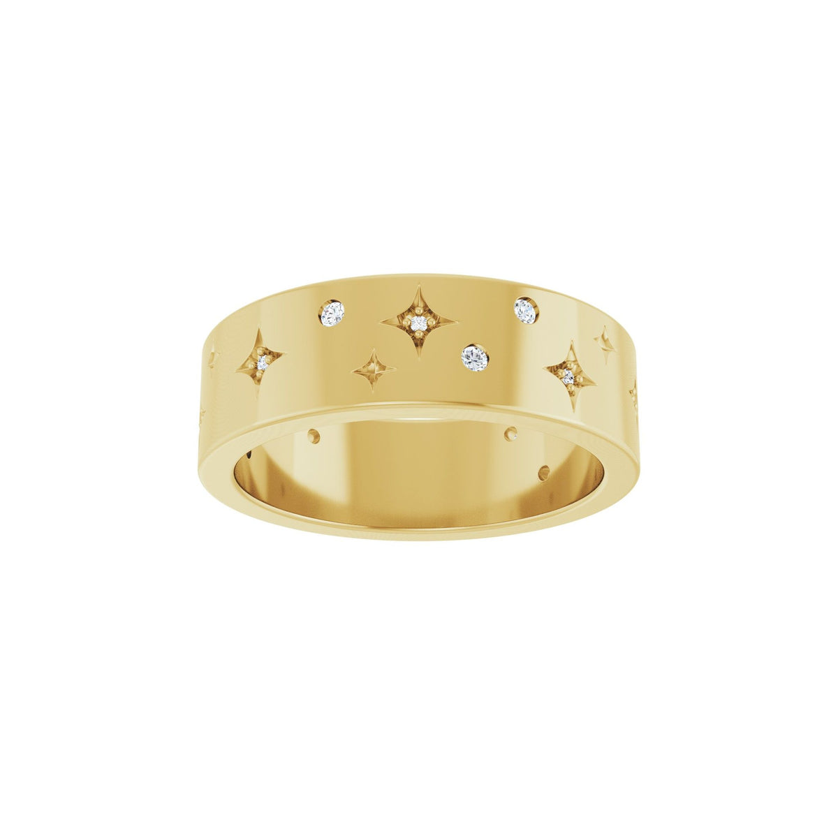 Diamond Accented Celestial Band in 14K Gold - 14K Yellow Gold