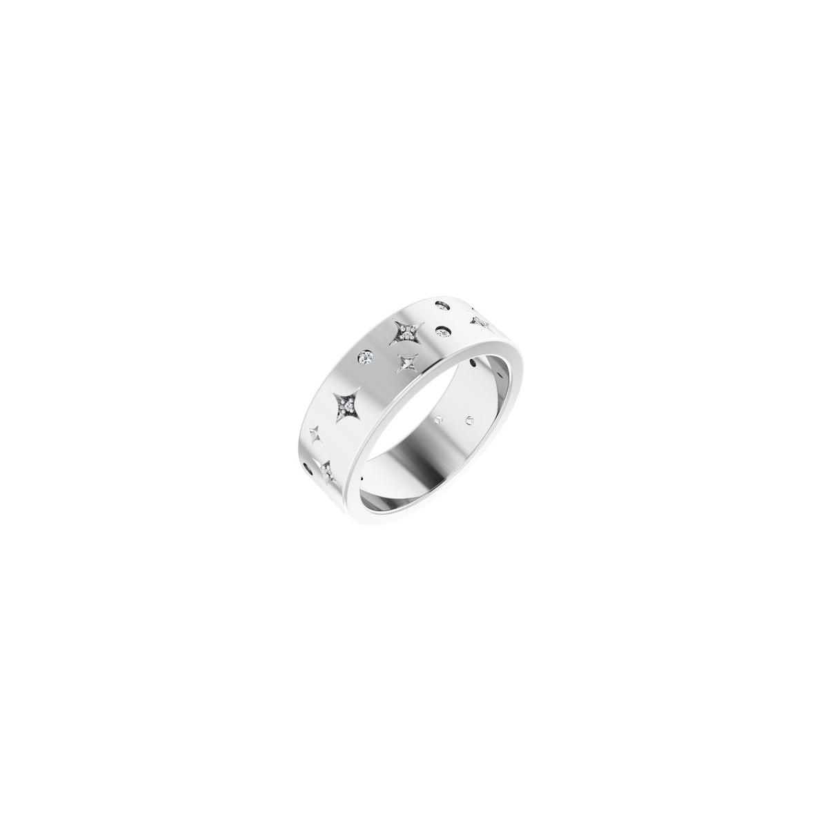 Diamond Accented Celestial Band in 14K Gold - 14K White Gold