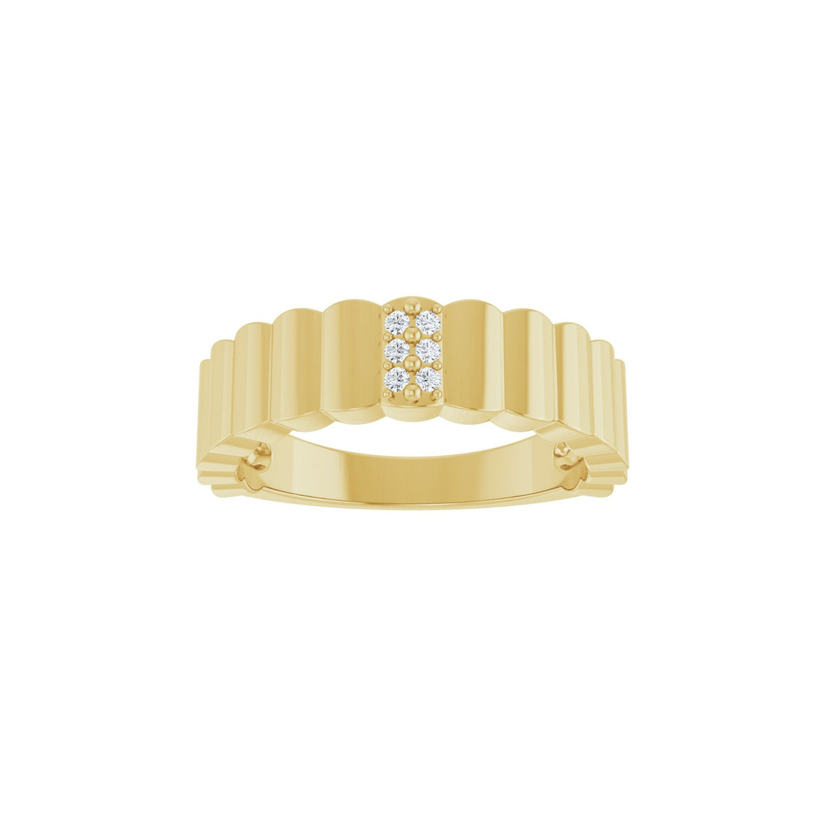 Diamond Accented Cigar Ring in 14K Gold - 14K Yellow Gold