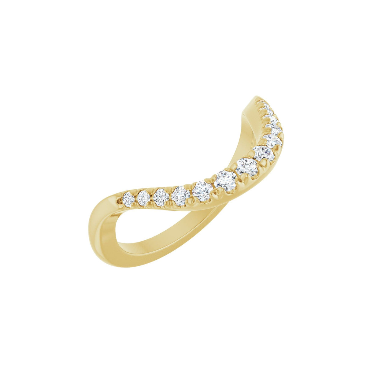 Diamond Accented Contour Band in 14K Gold, Round Diamonds, 1/5 to 1/4 CT TW - 14K Yellow Gold