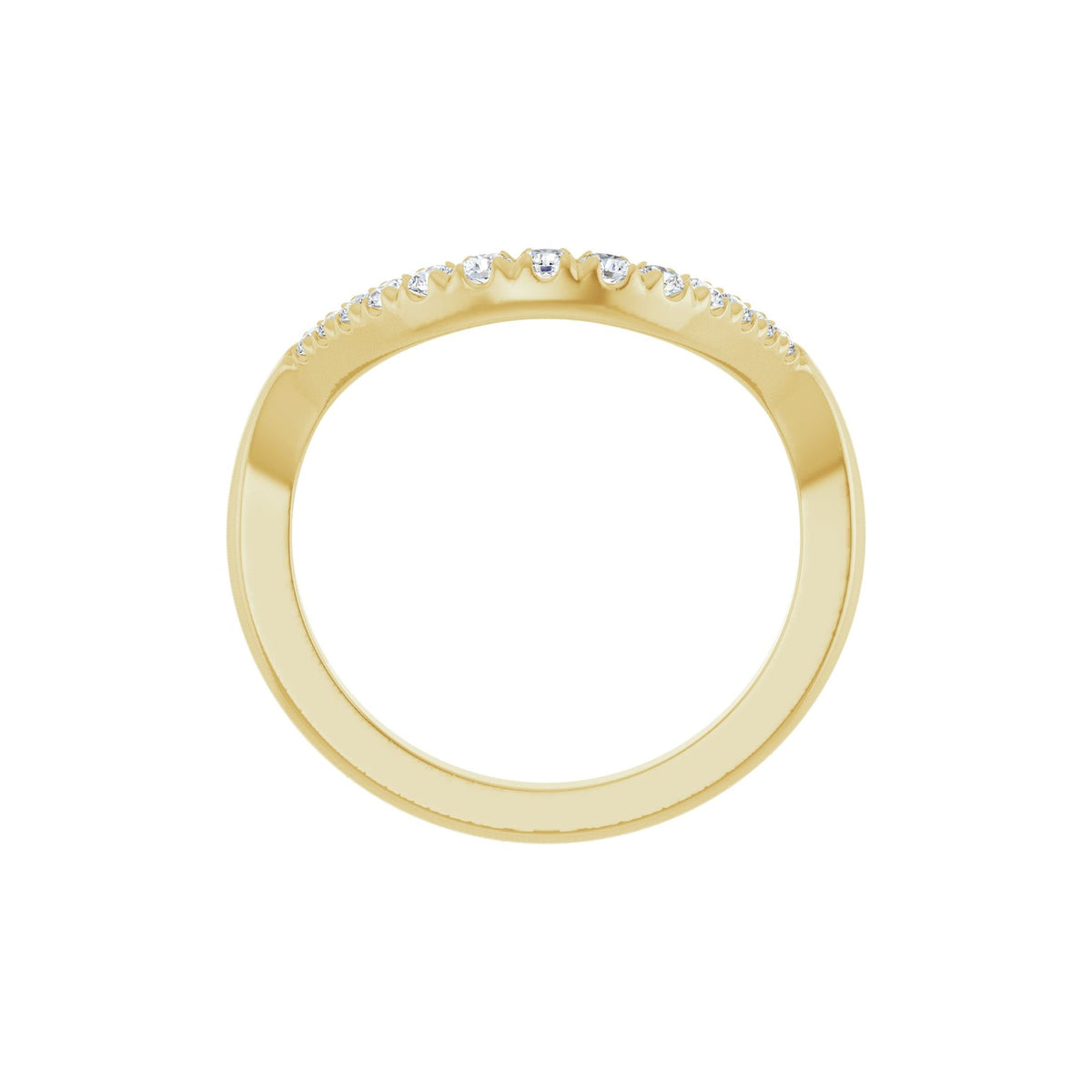 Diamond Accented Contour Band in 14K Gold, Round Diamonds, 1/5 to 1/4 CT TW - 14K Yellow Gold
