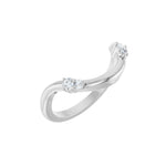 Diamond Accented Contour Band in 14K Gold, Round Diamonds, 1/8 CT TW - 14K White Gold