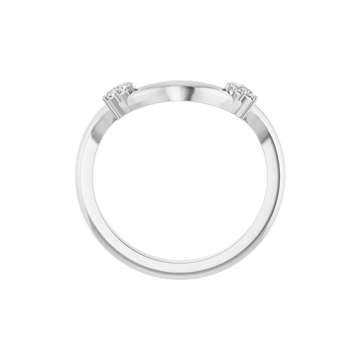 Diamond Accented Contour Band in 14K Gold, Round Diamonds, 1/8 CT TW - 14K White Gold