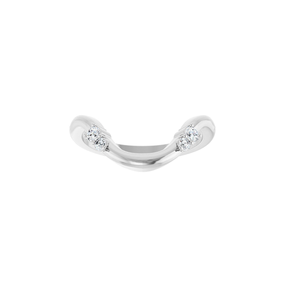 Diamond Accented Contour Band in 14K Gold, Round Diamonds, 1/8 CT TW - 14K White Gold