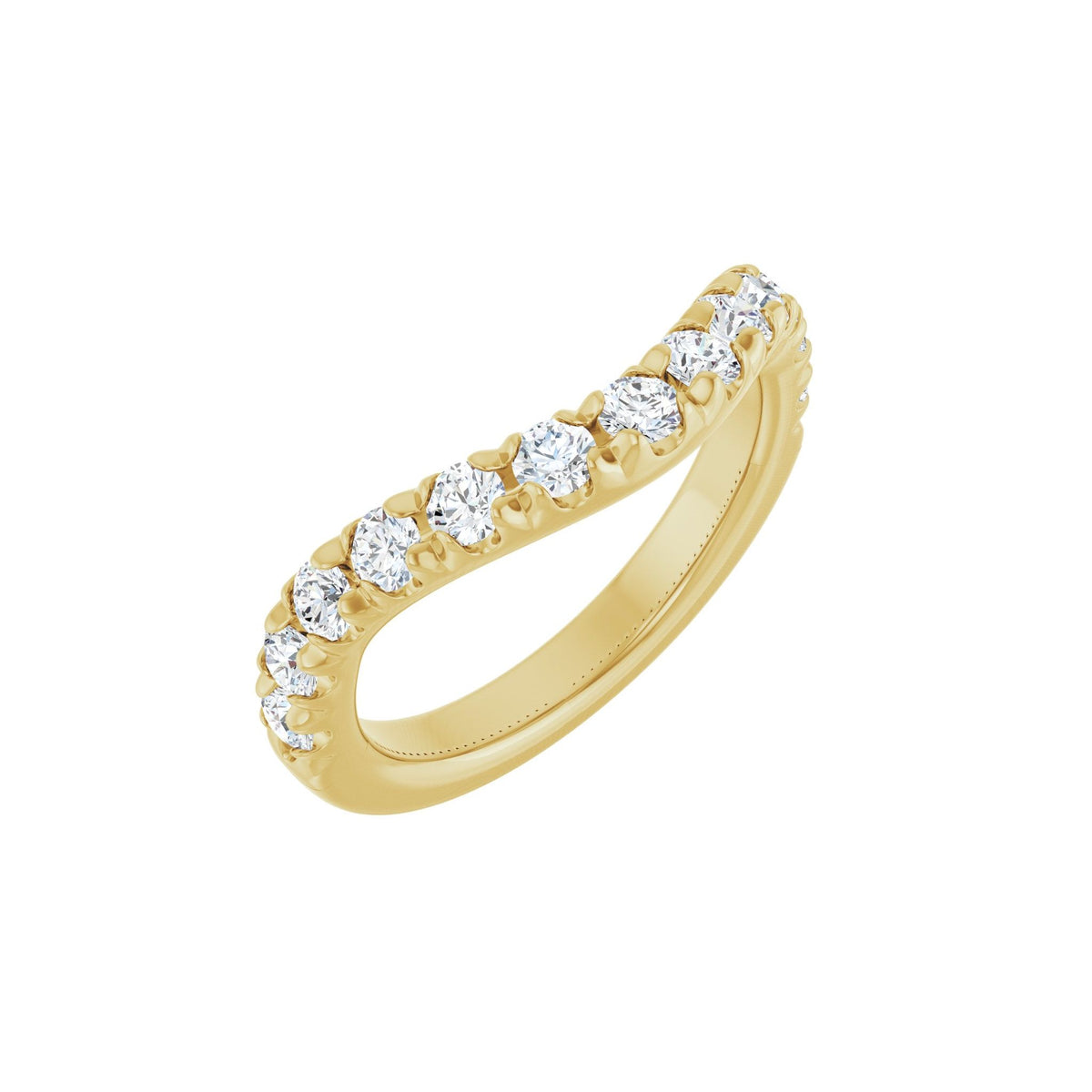 Diamond Accented Contour Band in 14K Gold, Round Diamonds, 3/4 CT TW - 14K Yellow Gold