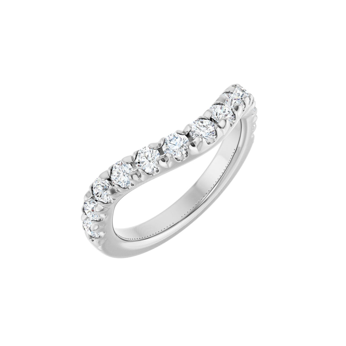 Diamond Accented Contour Band in 14K Gold, Round Diamonds, 3/4 CT TW - 14K White Gold