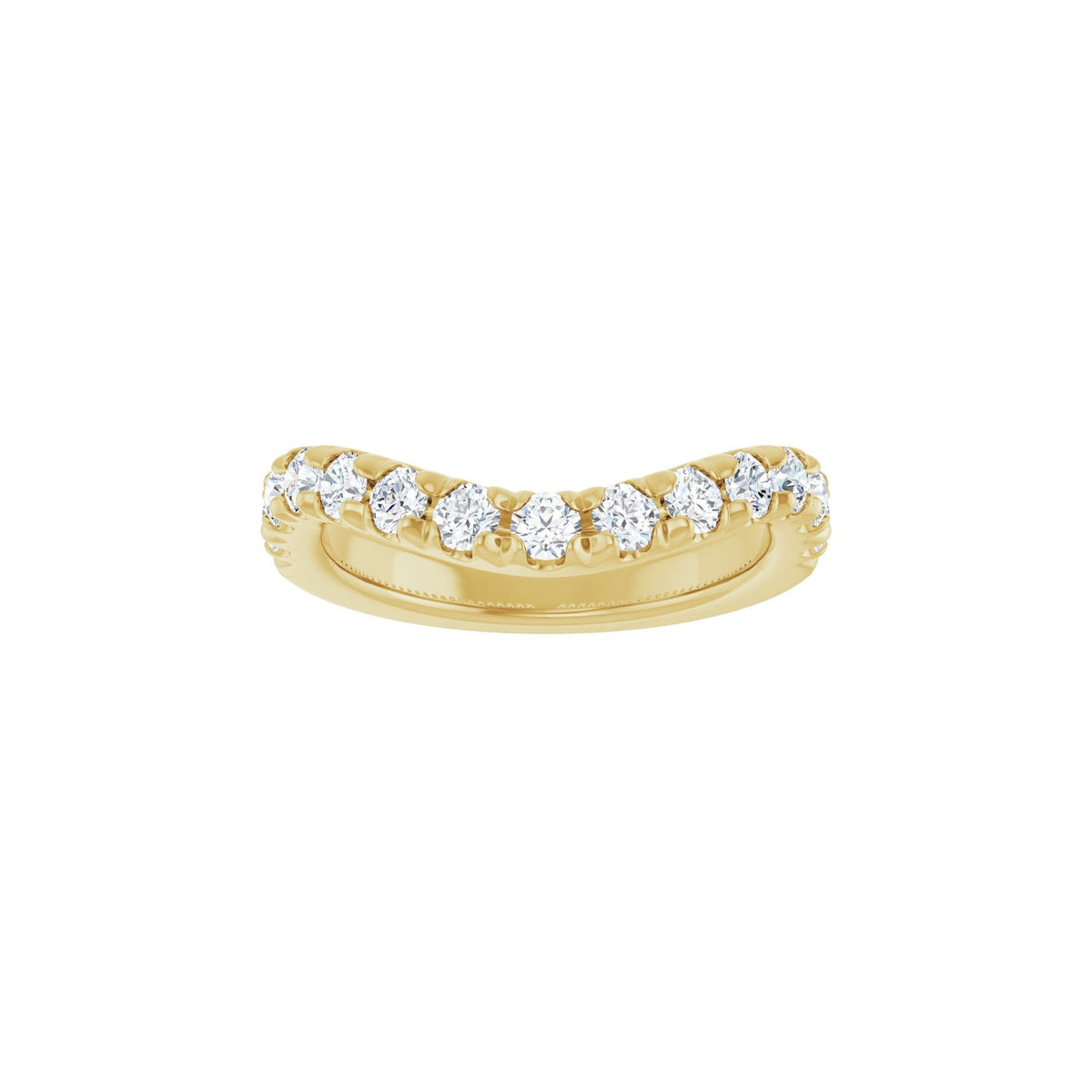 Diamond Accented Contour Band in 14K Gold, Round Diamonds, 3/4 CT TW - 14K Yellow Gold