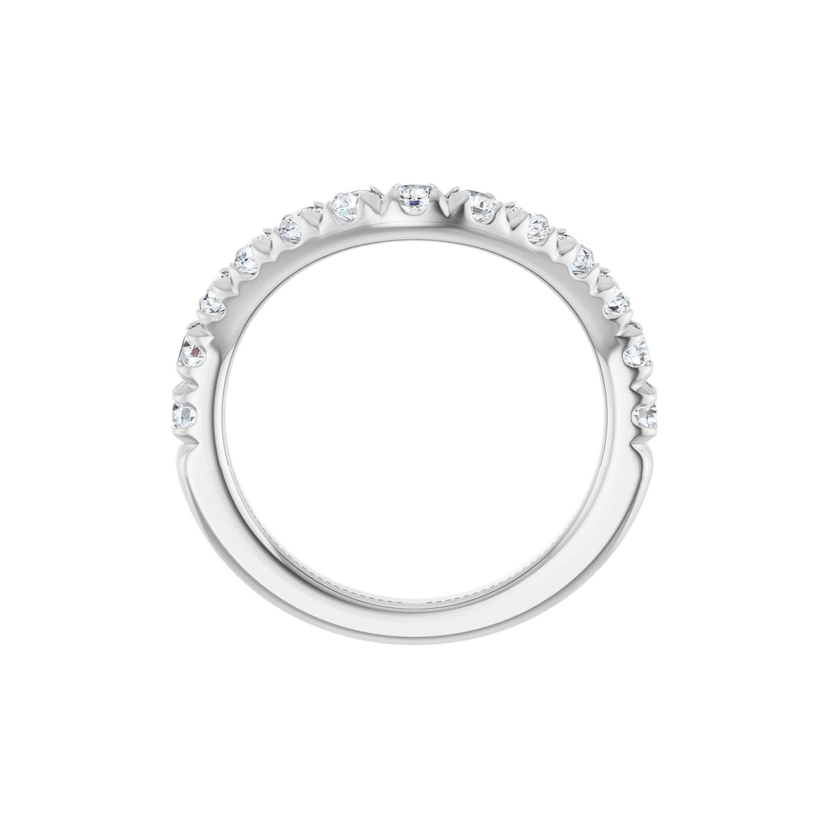 Diamond Accented Contour Band in 14K Gold, Round Diamonds, 3/4 CT TW - 14K White Gold