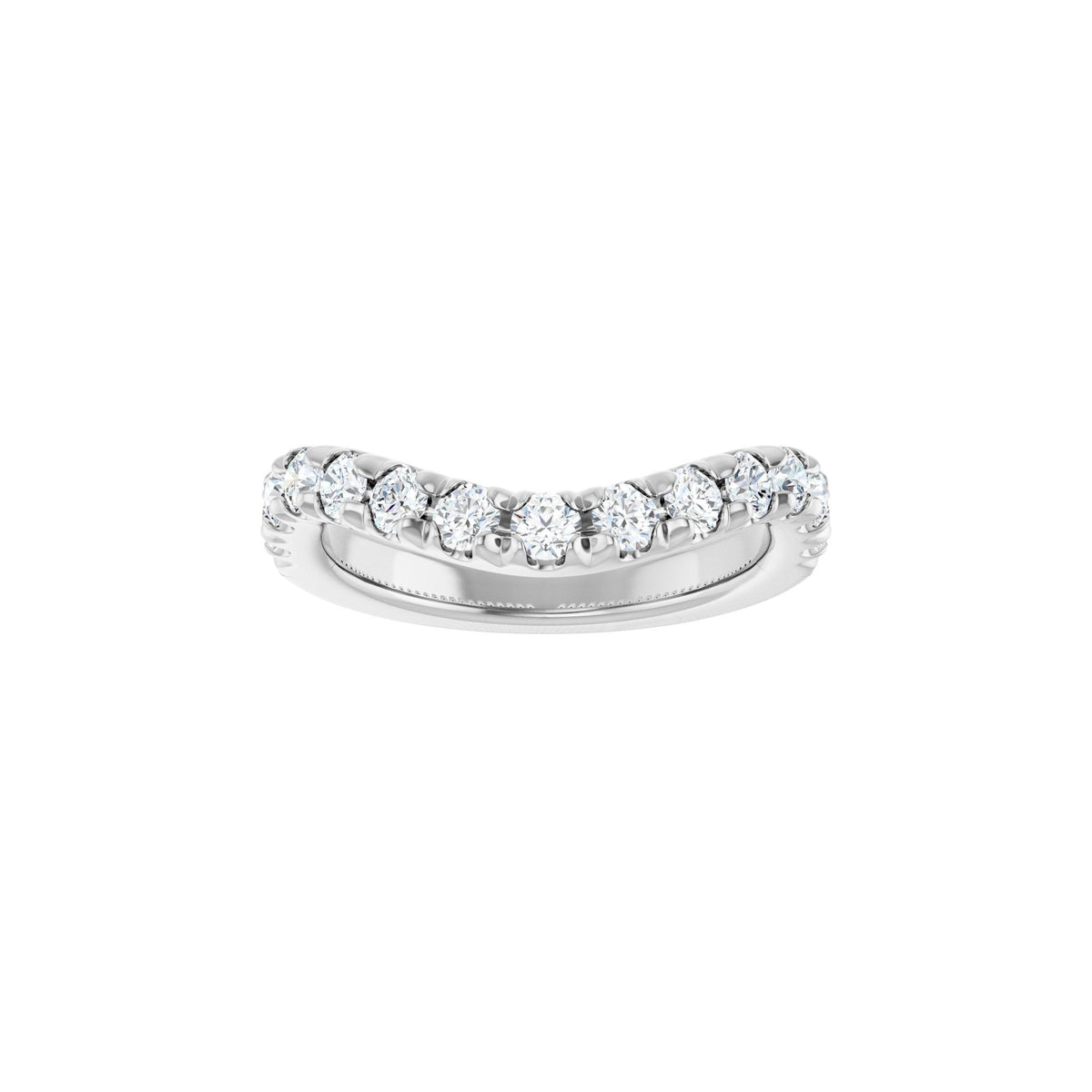 Diamond Accented Contour Band in 14K Gold, Round Diamonds, 3/4 CT TW - 14K White Gold