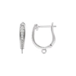 Diamond Accented Hinged Hoop Earring Top in 14K & 18K Gold or Platinum - 14K White Gold