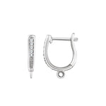 Diamond Accented Hinged Hoop Earring Top in 14K & 18K Gold or Platinum - 18K White Gold