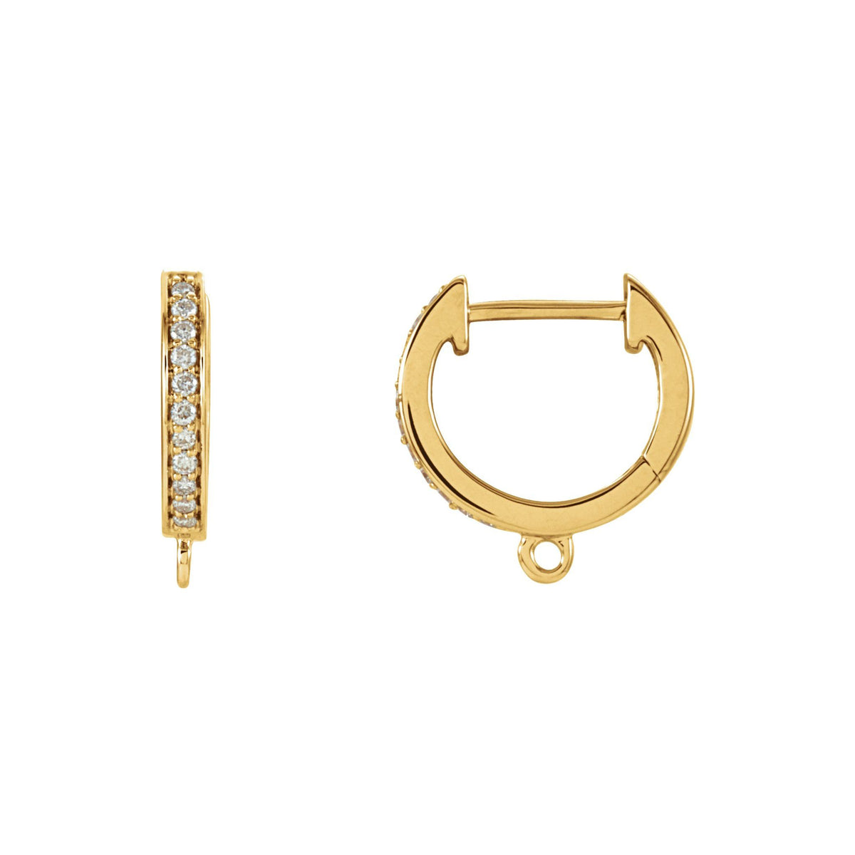Diamond Accented Hoop Earring Top in 14K & 18K Gold or Platinum - 14K Yellow Gold