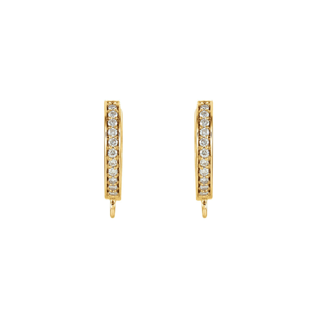 Diamond Accented Hoop Earring Top in 14K & 18K Gold or Platinum - 14K Yellow Gold