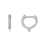 Diamond Accented Hoop Earring Top in 14K & 18K Gold or Platinum - 14K White Gold