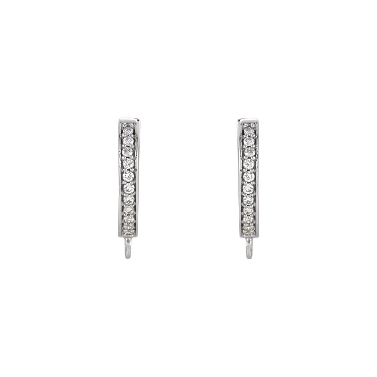 Diamond Accented Hoop Earring Top in 14K & 18K Gold or Platinum - 14K White Gold