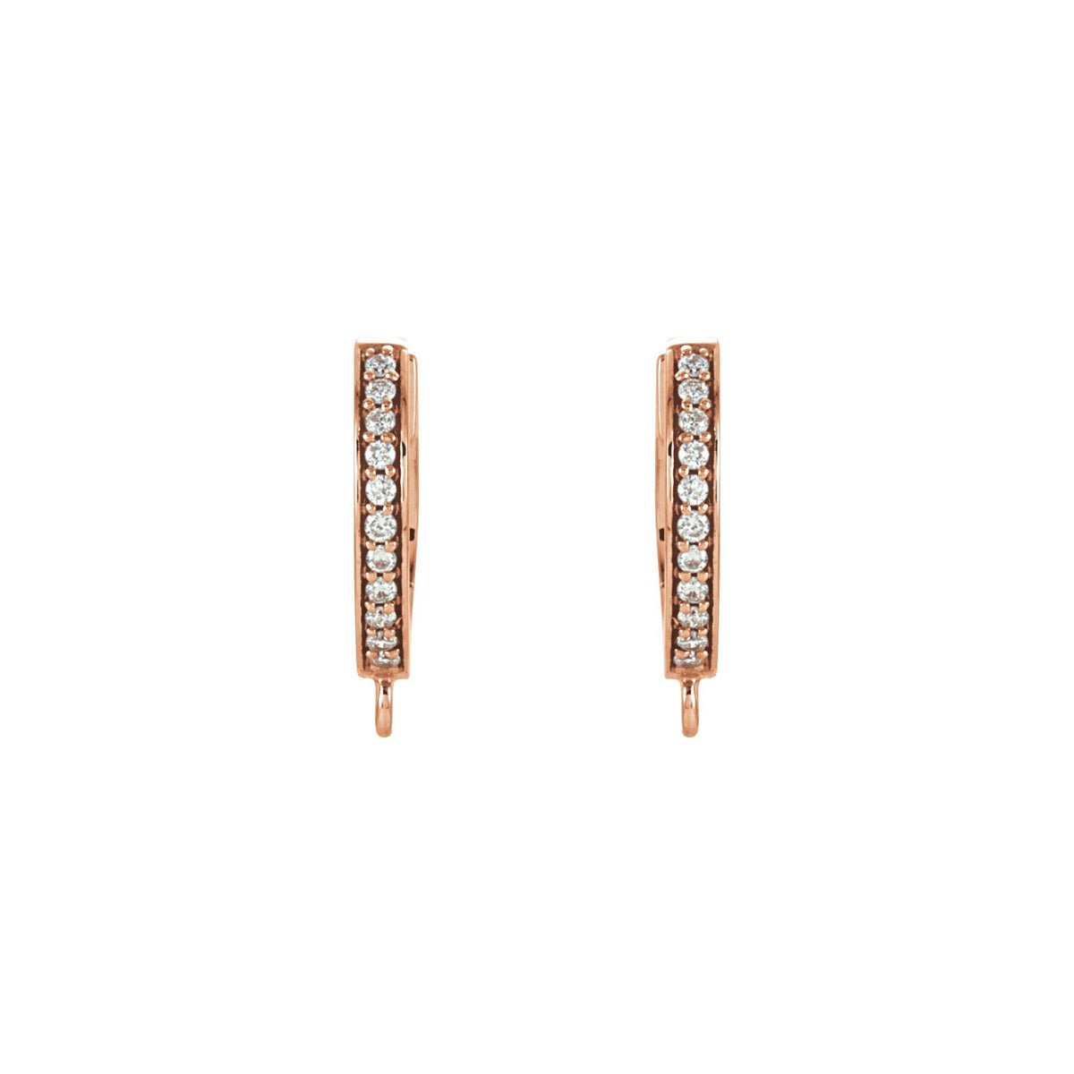 Diamond Accented Hoop Earring Top in 14K & 18K Gold or Platinum - 14K Rose Gold