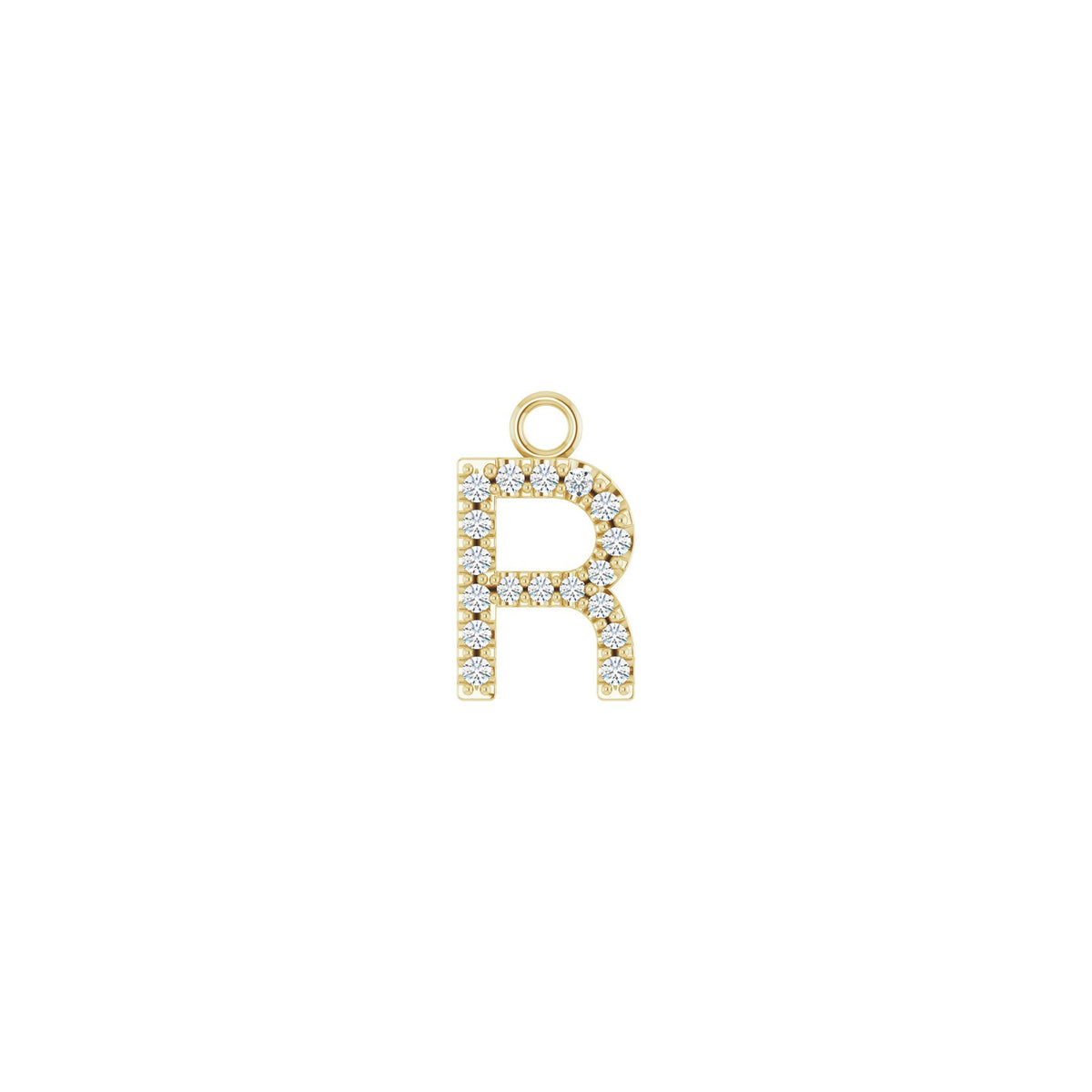 Diamond Accented Initial Dangle in 14K Gold - 14K Yellow Gold