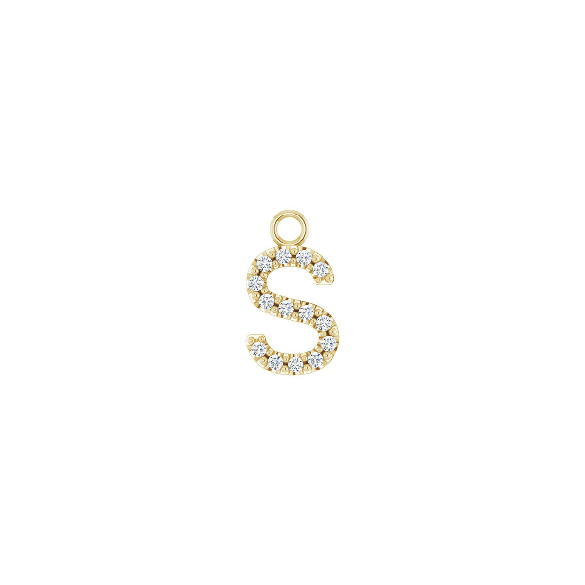 Diamond Accented Initial Dangle in 14K Gold - 14K Yellow Gold