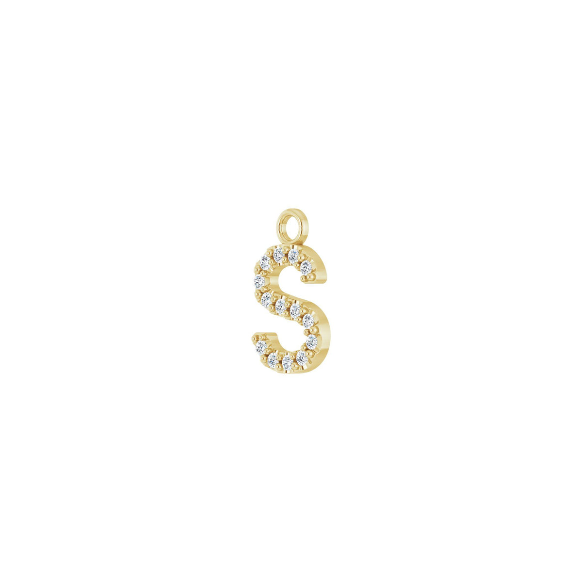 Diamond Accented Initial Dangle in 14K Gold - 14K Yellow Gold