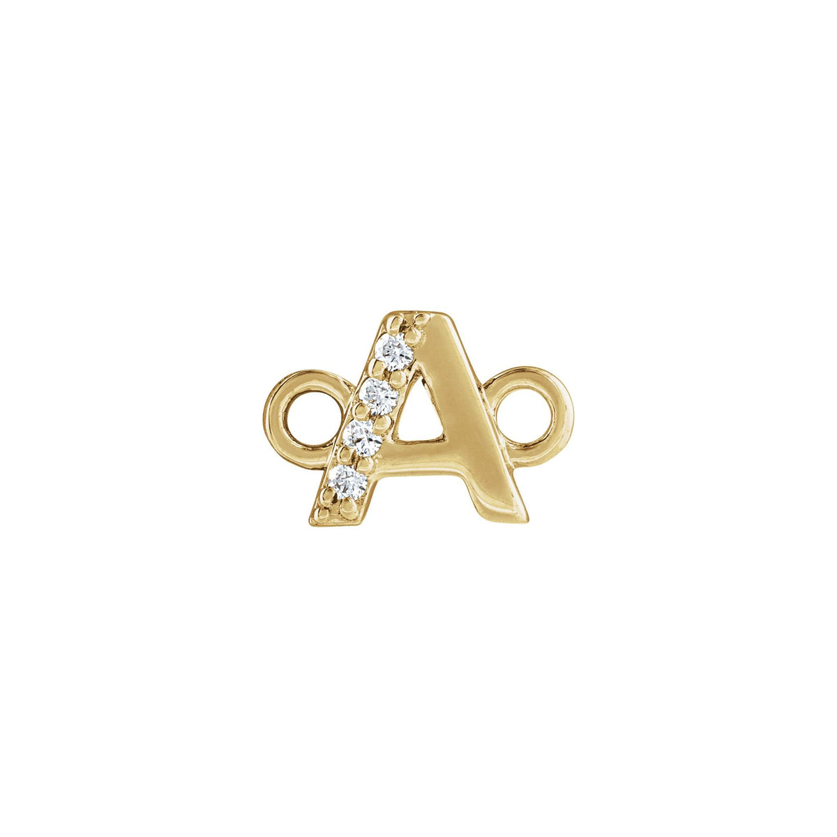 Diamond Accented Initial Link in 14K Gold - 14K Yellow Gold