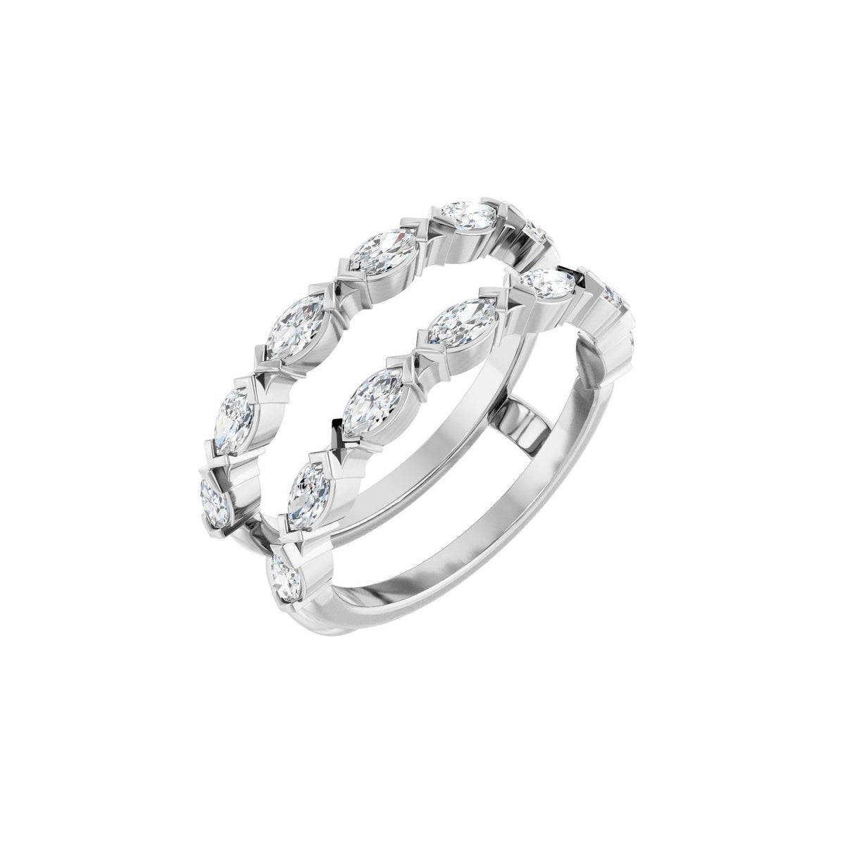 Diamond Accented Ring Guard in 14K Gold, Marquise Diamonds - 14K White Gold