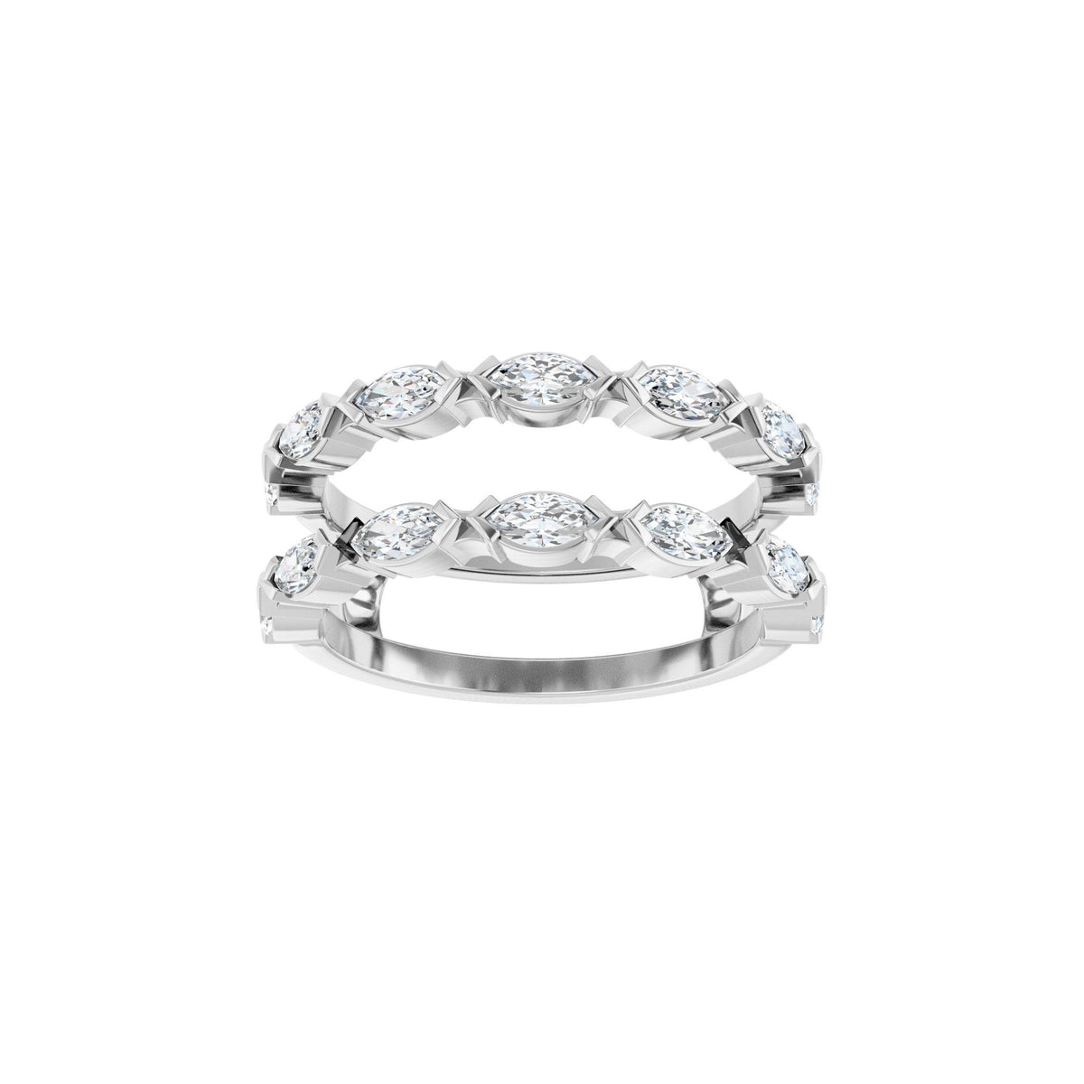 Diamond Accented Ring Guard in 14K Gold, Marquise Diamonds - 14K White Gold