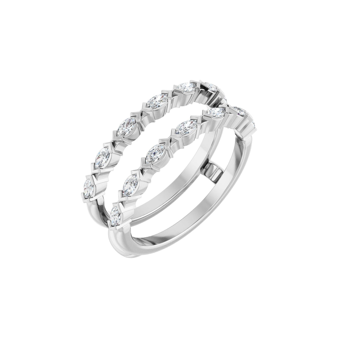 Diamond Accented Ring Guard in 14K Gold, Marquise Diamonds - 14K White Gold