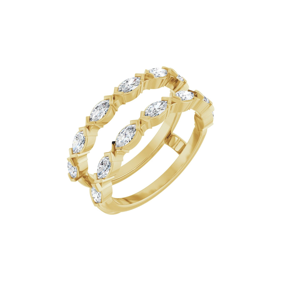 Diamond Accented Ring Guard in 14K Gold, Marquise Diamonds - 14K Yellow Gold