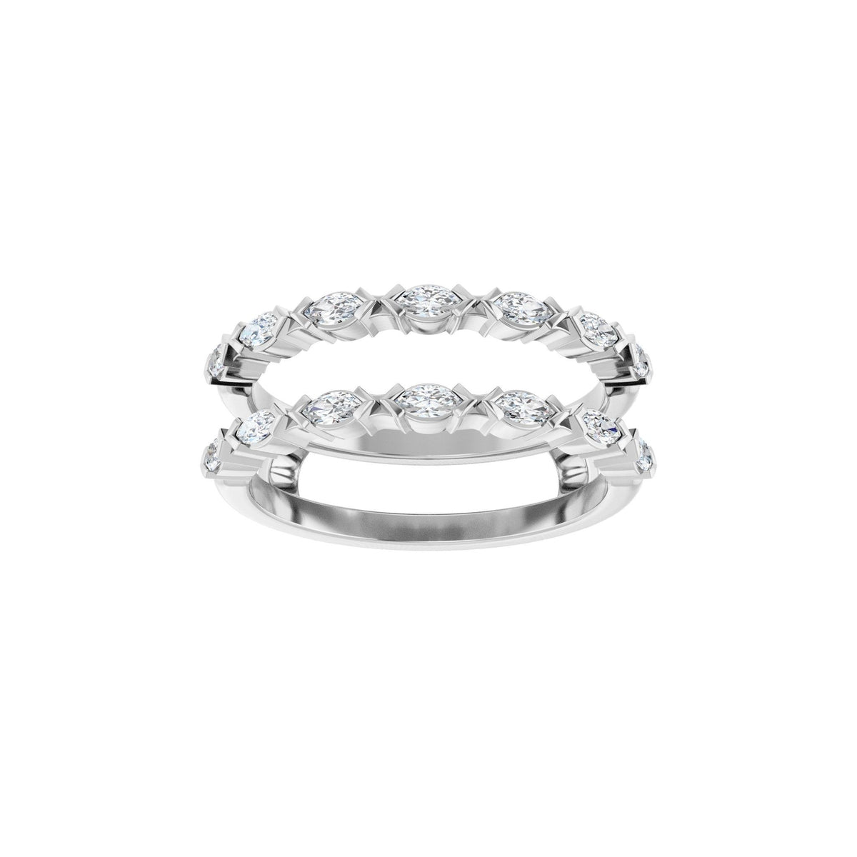 Diamond Accented Ring Guard in 14K Gold, Marquise Diamonds - 14K White Gold