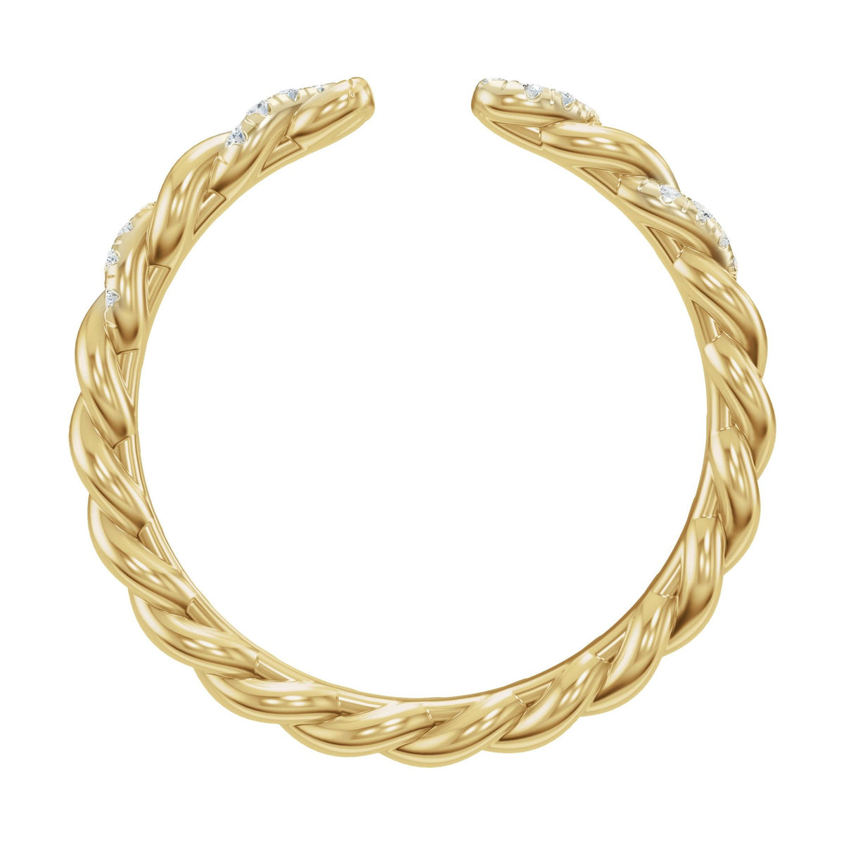 Diamond Accented Rope Open Band in 14K Gold - 14K Yellow Gold