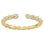 Diamond Accented Rope Open Band in 14K Gold - 14K Yellow Gold