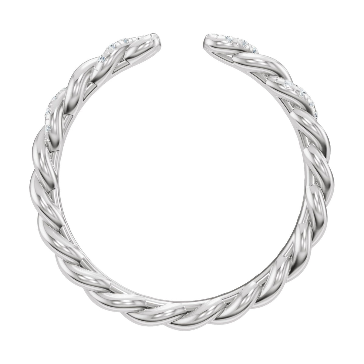 Diamond Accented Rope Open Band in 14K Gold - 14K White Gold