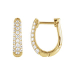 Diamond Accented U-Hoop Earrings in 14K Gold - 14K Yellow Gold
