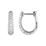 Diamond Accented U-Hoop Earrings in 14K Gold - 14K White Gold