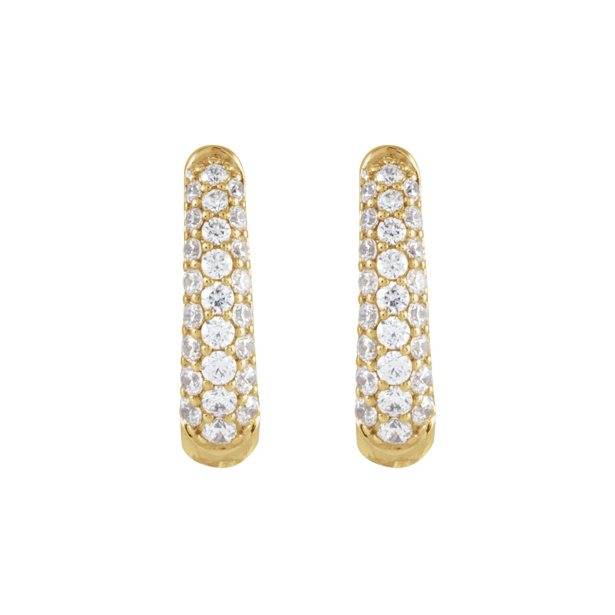 Diamond Accented U-Hoop Earrings in 14K Gold - 14K Yellow Gold