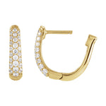 Diamond Accented U-Hoop Earrings in 14K Gold - 14K Yellow Gold