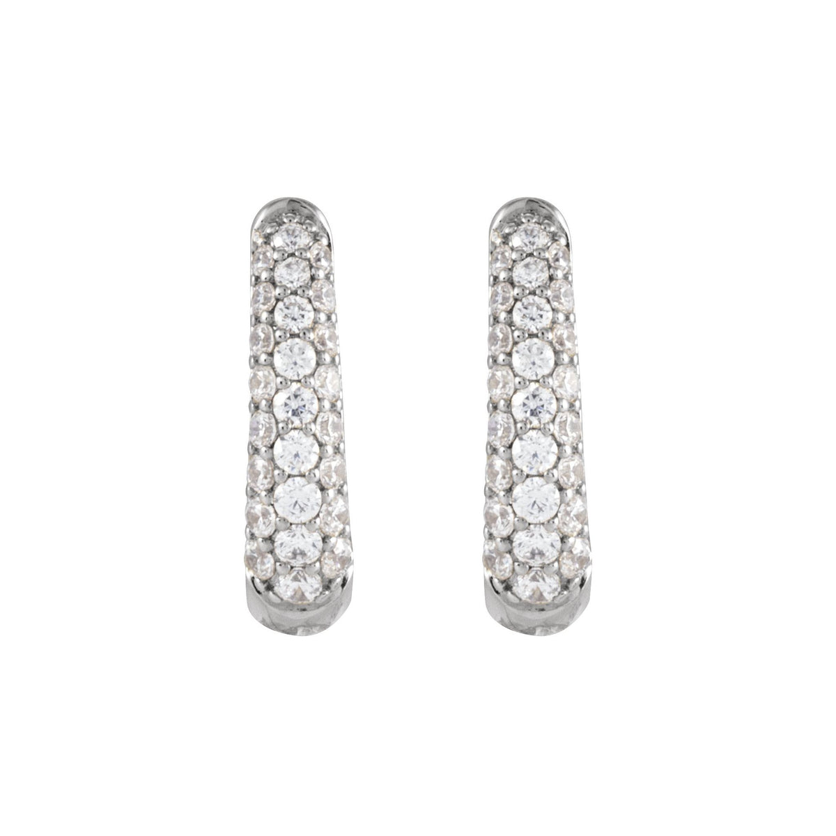 Diamond Accented U-Hoop Earrings in 14K Gold - 14K White Gold