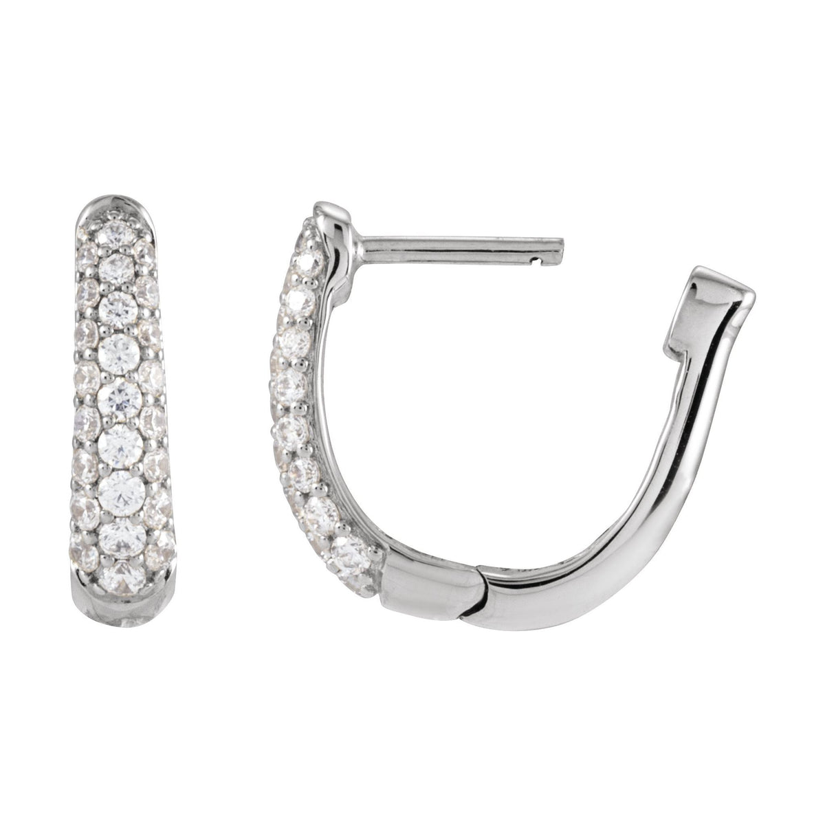 Diamond Accented U-Hoop Earrings in 14K Gold - 14K White Gold