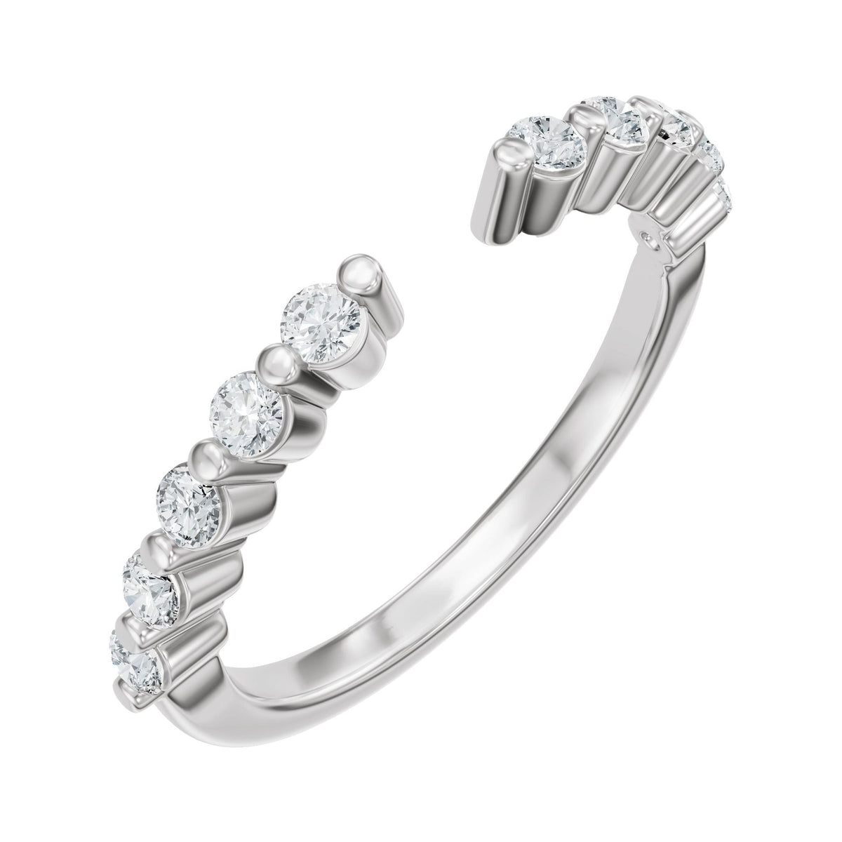 Diamond Accented Vintage-Inspired Open Band in 14K Gold No. 2 - 14K White Gold