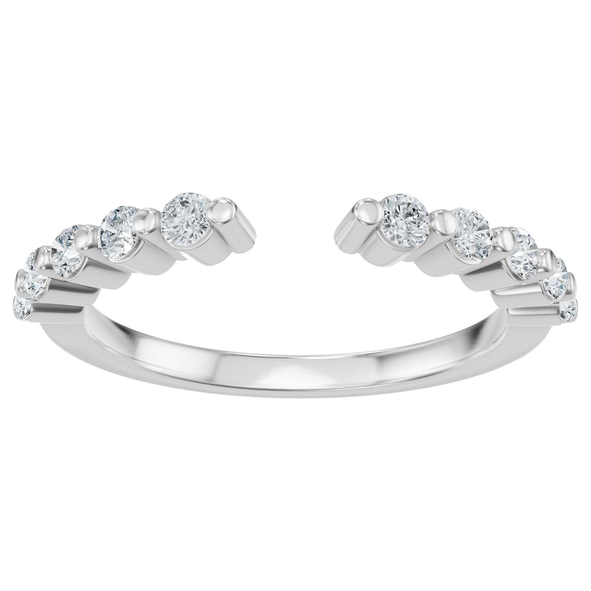 Diamond Accented Vintage-Inspired Open Band in 14K Gold No. 2 - 14K White Gold