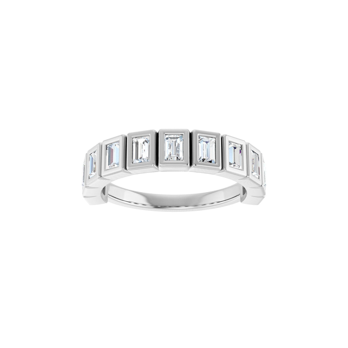 Diamond Bezel-Set Anniversary Band in 14K Gold - 14K White Gold