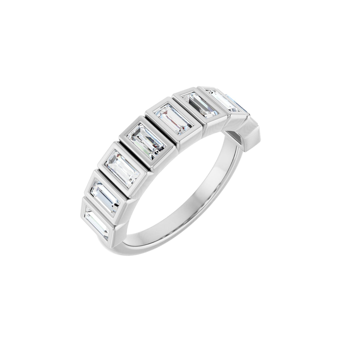 Diamond Bezel-Set Anniversary Band in 14K Gold - 14K White Gold