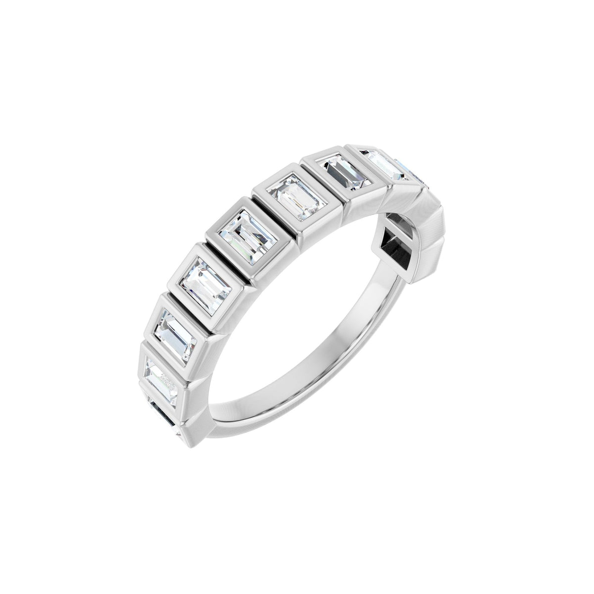 Diamond Bezel-Set Anniversary Band in 14K Gold - 14K White Gold