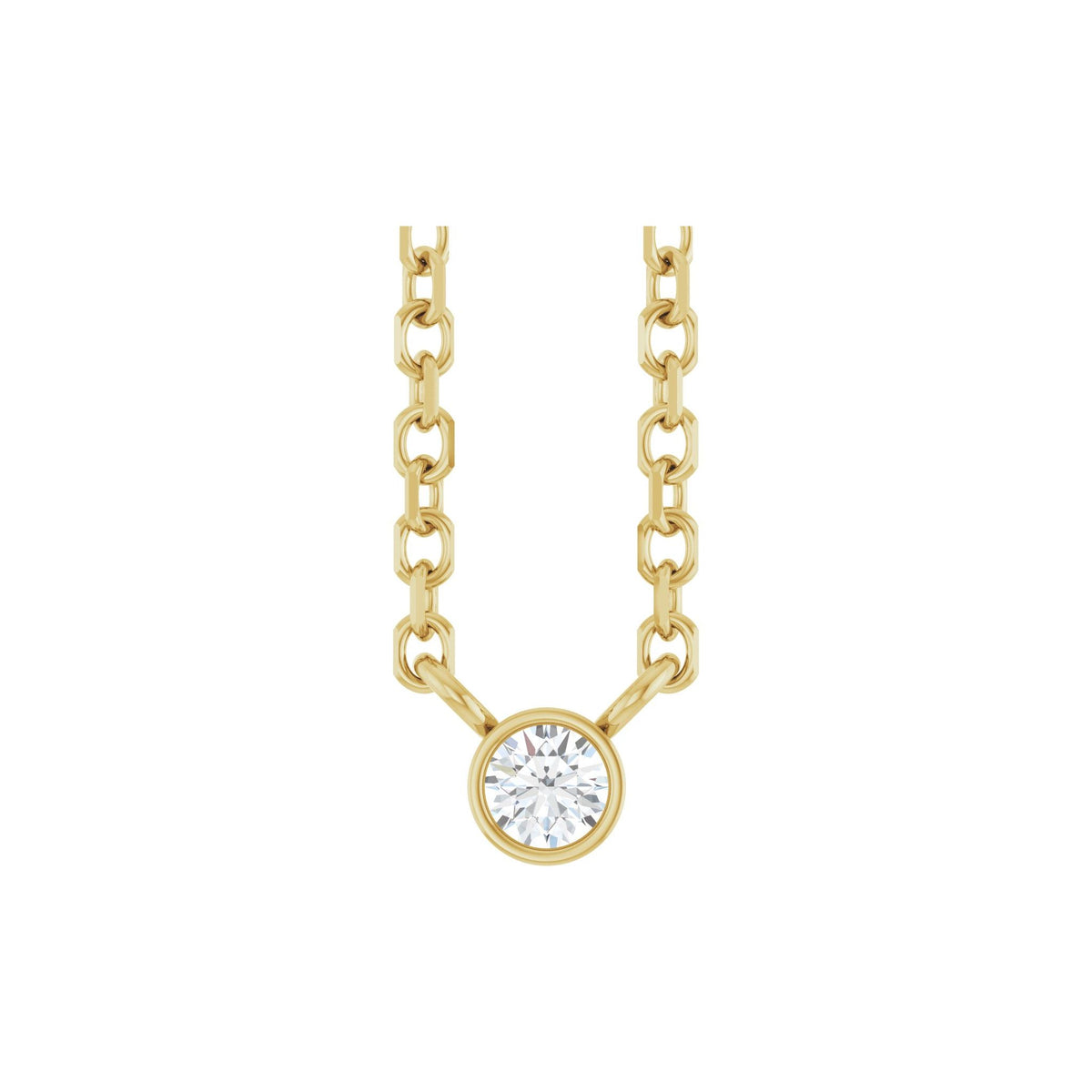 Diamond Bezel-Set Solitaire Necklace in 14K Gold - 14K Yellow Gold